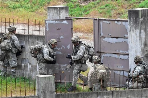 Binh sỹ Mỹ tham gia cuộc tập trận chung Hàn Quốc-Mỹ tại Pocheon, cách thủ đô Seoul của Hàn Quốc 70km về phía Đông Bắc. (Nguồn: AFP/TTXVN)