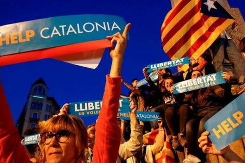 Biểu tình đòi độc lập cho Catalonia. (Nguồn: AFP)