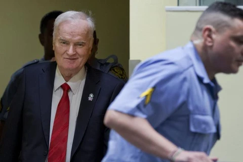 Cựu Tư lệnh quân đội Serbia Ratko Mladic tại phiên tòa. (Nguồn: AP)