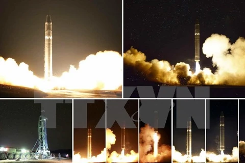 Vụ phóng thử tên lửa đạn đạo liên lục địa Hwasong-15. (Nguồn: Yonhap/TTXVN)