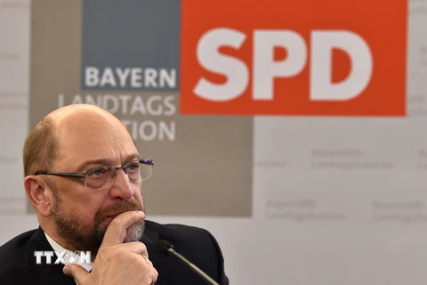 Lãnh đạo SPD Martin Schulz trong cuộc họp báo với sau một hội nghị tại Irsee, miền nam Đức ngày 17/1. (Nguồn: AFP/TTXVN)