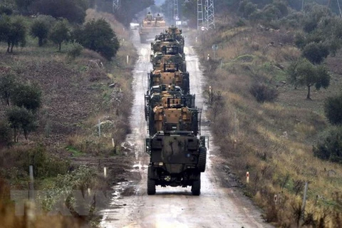 Đoàn xe quân sự Thổ Nhĩ Kỳ tập kết tại Hassa, tiến về biên giới Syria ngày 23/1. (Nguồn: AFP/TTXVN)