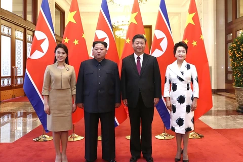 Chủ tịch Tập Cận Bình đã hội đàm với nhà lãnh đạo Kim Jong-un tại Đại Lễ đường Nhân dân ở thủ đô Bắc Kinh. (Nguồn: THX/TTXVN)