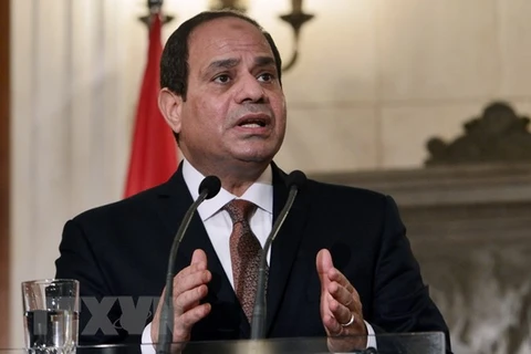 Tổng thống Ai Cập Abdel Fattah al-Sisi trong một cuộc họp báo ở Athens. (Nguồn: AFP/TTXVN)