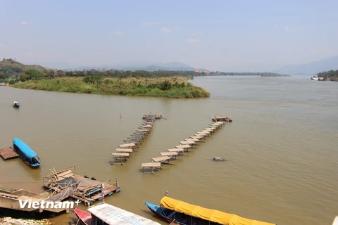 Sông Mekong tại khu vực Tam giác vàng Thái Lan, Lào, Myanmar. (Ảnh: Hùng Võ/Vietnam+)