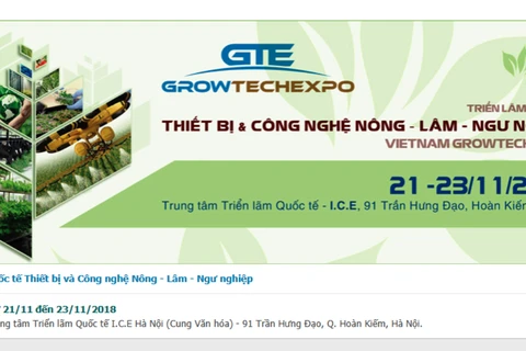 Triển lãm quốc tế chuyên ngành thiết bị và công nghệ nông-lâm-ngư nghiệp 2018 diễn ra tại Hà Nội từ ngày 21-23/11. (Nguồn ảnh: Tradepro.vn)