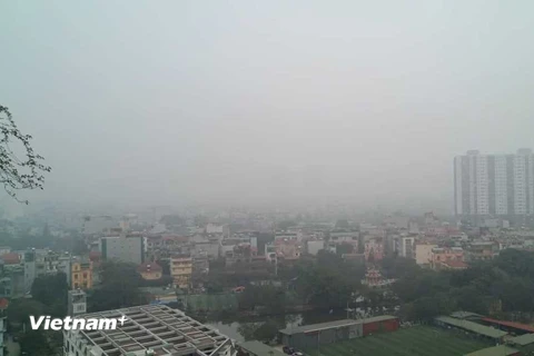 Chất lượng không khí tại thành phố Hà Nội sáng nay, 2/2, được cảnh báo phổ biến ở ngưỡng không tốt cho sức khỏe. (Ảnh: Hùng Võ/Vietnam+)