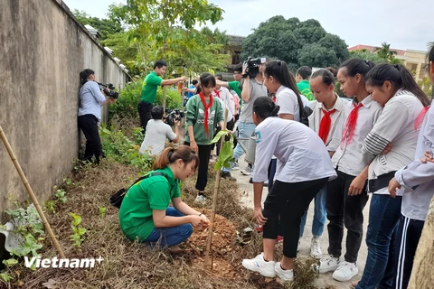 Lễ phát động trồng cây xanh đô thị ở huyện Ứng Hòa, thành phố Hà Nội. (Ảnh: Hùng Võ/Vietnam+)