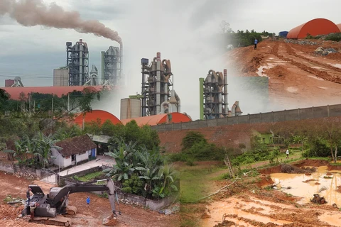 Những hoạt động gây ô nhiễm môi trường, khiến người dân bức xúc từng xảy ra tại khu vực Nhà máy xi măng Sông Lam tại huyện Đô Lương, tỉnh Nghệ An. (Ảnh: PV/Vietnam+)