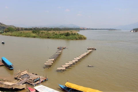 Một góc sông Mekong tại khu vực Tam giác vàng, giáp rạm 3 nước Lào, Thái Lan và Myanmar. (Ảnh: Hùng Võ/Vietnam+)