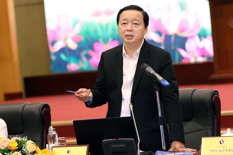 Bộ trưởng Bộ Tài nguyên và Môi trường Trần Hồng Hà phát biểu tại Hội nghị. (Nguồn ảnh: TN-MT)