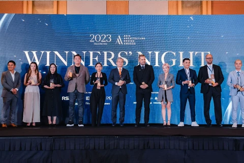 Lễ trao Giải thưởng Kiến trúc châu Á năm 2023, diễn ra tại Marina Bay Sands, Singapore. (Ảnh: Vietnam+ phát)