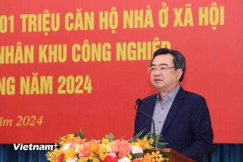 Bộ trưởng Bộ Xây dựng Nguyễn Thanh Nghị phát biểu tại hội nghị. (Ảnh: PV/Vietnam+)