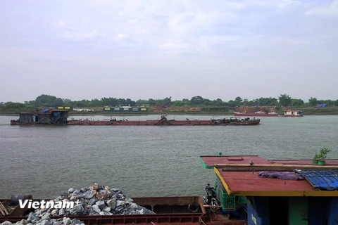 Vị trí xây dựng cầu Tân Phong trên Quốc lộ 21B bắc qua sông Đào, tỉnh Nam Định. (Ảnh: Việt Hùng/Vietnam+)