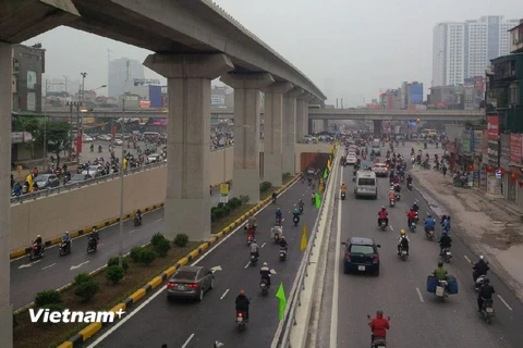 Việc thông xe hầm nút giao Thanh Xuân chính là mảnh ghép hoàn chỉnh cho nút giao 4 tầng đầu tiên của Hà Nội nhằm giảm áp lực giao thông. (Ảnh: Việt Hùng/Vietnam+)