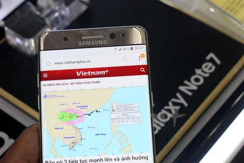 Điện thoại Sam Sung Galaxy Note 7. (Ảnh: T.H/Vietnam+)