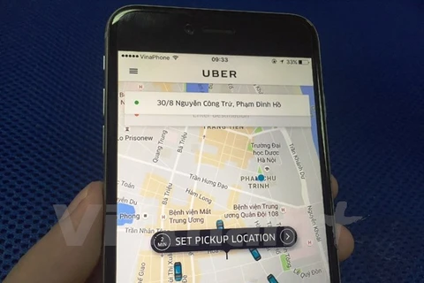 Phần mềm ứng dụng gọi xe của Uber. (Nguồn ảnh: PV/Vietnam+)