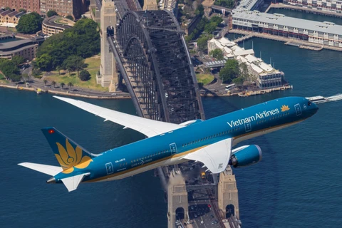 Máy bay Boeing 787 của Vietnam Airlines đến Sydney. (Ảnh: Vietnam Airlines cung cấp)