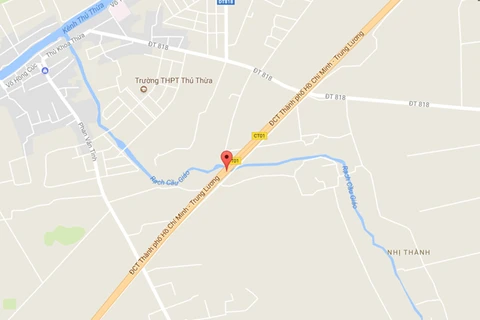 Nơi xảy ra vụ tai nạn giao thông nghiêm trọng trên cao tốc Trung Lương. (Nguồn: Google Maps)