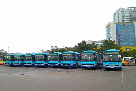 Tuyến buýt 109 có lộ trình Bến xe Mỹ Đình-sân bay Nội Bài giá vé là 8.000 đồng/lượt. (Ảnh: Transerco cung cấp)