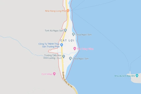 Khu vực xảy ra vụ tai nạn giao thông nghiêm trọng xe khách đâm vào nhà dân tại thôn Cát Lợi, xã Vĩnh Lương, thành phố Nha Trang, tỉnh Khánh Hòa. (Ảnh: Googlemap)