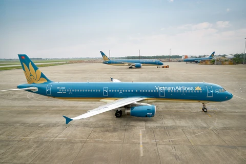 Tàu bay Airbus A321 nằm trong đội tàu bay được Vietnam Airlines sử dụng để khai thác các đường bay giữa Việt Nam và Campuchia. (Ảnh: VNA)