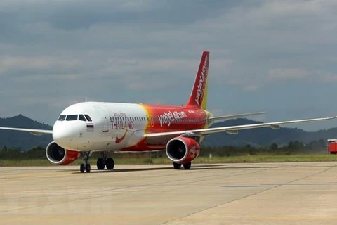 Máy bay của hãng hàng không Vietjet. (Ảnh: Huy Hùng/TTXVN)