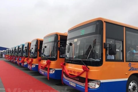 Trước đó, Hà Nội đã đưa vào vận hành hai tuyến xe buýt chất lượng cao số 86 và 90 đến sân bay Nội Bài. (Ảnh: Việt Hùng/Vietnam+)