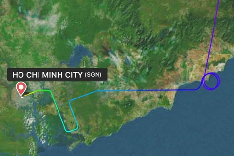 Chuyến bay VN279 bay chờ để hạ cánh tại sân bay Tân Sơn Nhất.