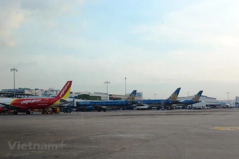 Máy bay của các hãng hàng không Việt Nam tại Cảng hàng không. (Ảnh: Việt Hùng/Vietnam+)