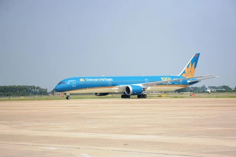 Máy bay Boeing 787-10 của hãng hàng không Vietnam Airlines. (Ảnh: Việt Hùng/Vietnam+)