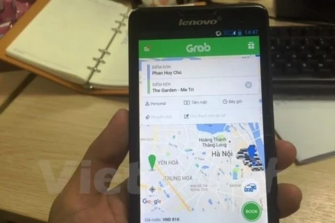 Ứng dụng gọi xe công nghệ của Grab. (Nguồn ảnh: Vietnam+)