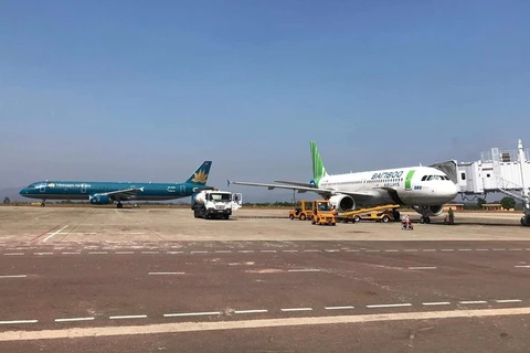 Máy bay của hai hãng hàng không Vietnam Airlines và Bamboo Airways. (Ảnh: CTV/Vietnam+)