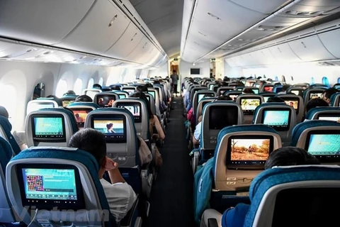 Hành khách trên một chuyến bay của Vietnam Airlines. (Ảnh: Minh Tuấn/Vietnam+)
