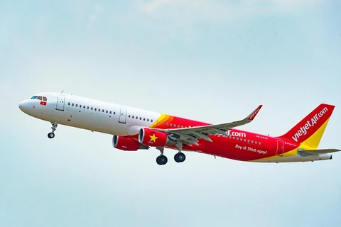 Hãng hàng không Vietjet đạt được kết quả kinh doanh khả quan trong quý 1/2021 nhờ vào việc kinh doanh dịch vụ hàng không. (Ảnh: CTV/Vietnam+)