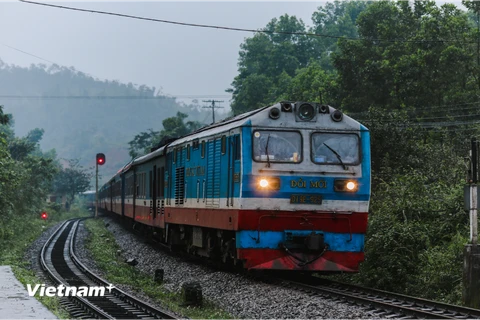 Đoàn tàu của Tổng công ty Đường sắt Việt Nam lưu thông trên tuyến đường sắt Bắc-Nam. (Ảnh: Minh Sơn/Vietnam+)