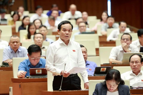 Phó Thủ tướng Chính phủ Trần Lưu Quang trả lời chất vấn, giải trình về những vấn đề có liên quan. (Ảnh: Doãn Tấn/TTXVN)