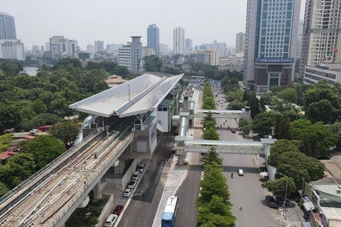 Dự án đường sắt đô thị Nhổn-Ga Hà Nội đã hoàn thành việc xây dựng và lắp đặt thiết bị tại 8 ga trên cao. (Ảnh: Việt Hùng/Vietnam+)