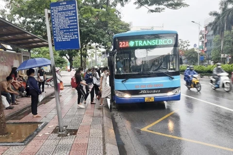 Xe buýt Hà Nội hiện gồm 3 loại là vé lượt; vé tháng (1 tuyến, liên tuyến); vé miễn phí. (Ảnh: Việt Hùng/Vietnam+)