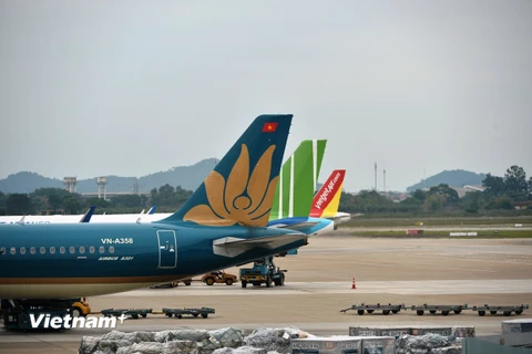 Máy bay của các Hãng hàng không tại Sân bay Quốc tế Nội Bài. (Ảnh: PV/Vietnam+)