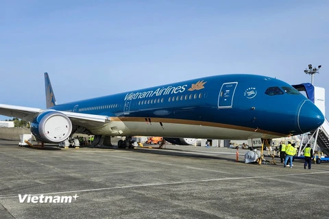 Vietnam Airlines sắp tiếp nhận máy bay Boeing 787-10 Dreamliner thứ 5 trong tổng số 8 chiếc theo hợp đồng thuê mua máy bay. (Ảnh: PV/Vietnam+)