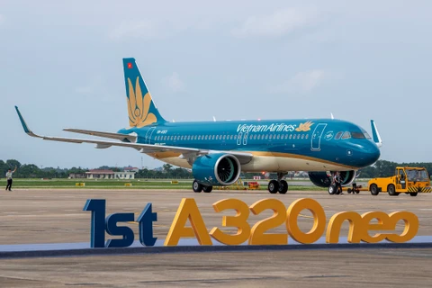 Chiếc Airbus A320neo này sẽ cất cánh trên các đường bay nội địa do Vietnam Airlines khai thác. (Ảnh: PV/Vietnam+)