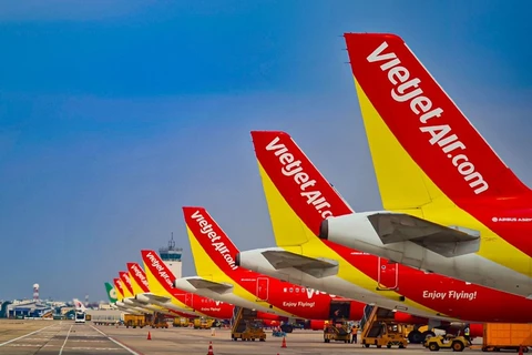 Vietjet sắp nhận thêm 10 máy bay mới, mở rộng các đường bay quốc tế. (Ảnh: PV/Vietnam+)