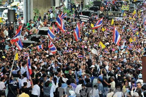 Biểu tình phản đối dự luật ân xá tại Thái Lan. (Nguồn: THX/TTXVN)