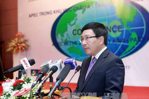 Phó Thủ tướng, Bộ trưởng Bộ Ngoại giao Phạm Bình Minh phát biểu khai mạc Hội nghị. (Ảnh: Lâm Khánh/TTXVN)