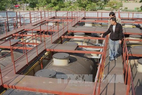 Hệ thống xử lý nước thải của Bệnh viện Đống Đa. (Ảnh: Minh Đông/TTXVN)