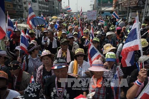 Những người biểu tình tuyên bố họ sẽ "đóng cửa" Bangkok từ ngày 13/1 tới. (Nguồn: AFP/TTXVN)