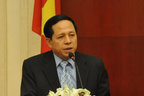  Đại sứ Việt Nam tại Trung Quốc Nguyễn Văn Thơ phát biểu tại buổi gặp mặt. Ảnh: Thu Yến-TTXVN tại Bắc Kinh
