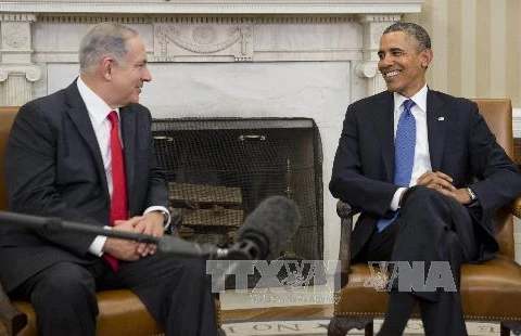 Tổng thống Mỹ Barack Obama (phải) hội đàm với Thủ tướng Israel Benjamin Netanyahu. (Nguồn: AFP/TTXVN)