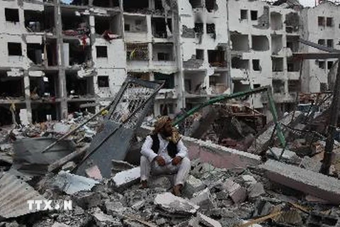 Cảnh tàn phá tại thị trấn Beit Lahiya phía Bắc dải Gaza ngày 4/8 sau các cuộc tấn công của Israel. (Nguồn: THX/TTXVN)